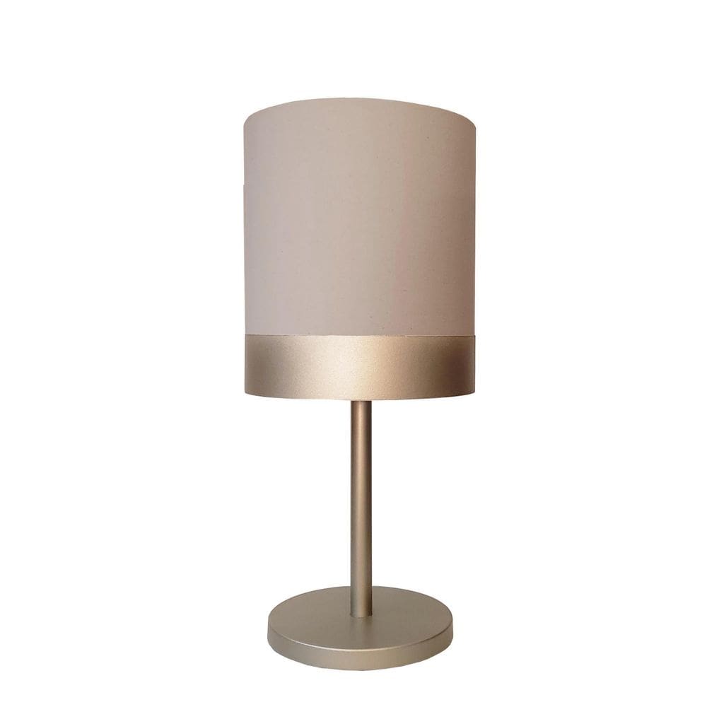 Abajur Quarto Alumínio Cor Bronze Cúpula Cáqui 20X43