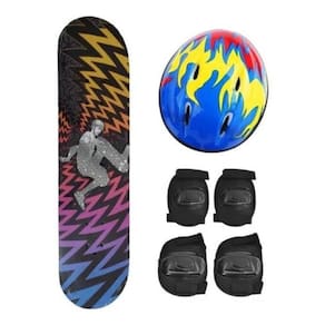 Skate Infantil Com Kit De Proteção E Bolsa Estampas Variadas