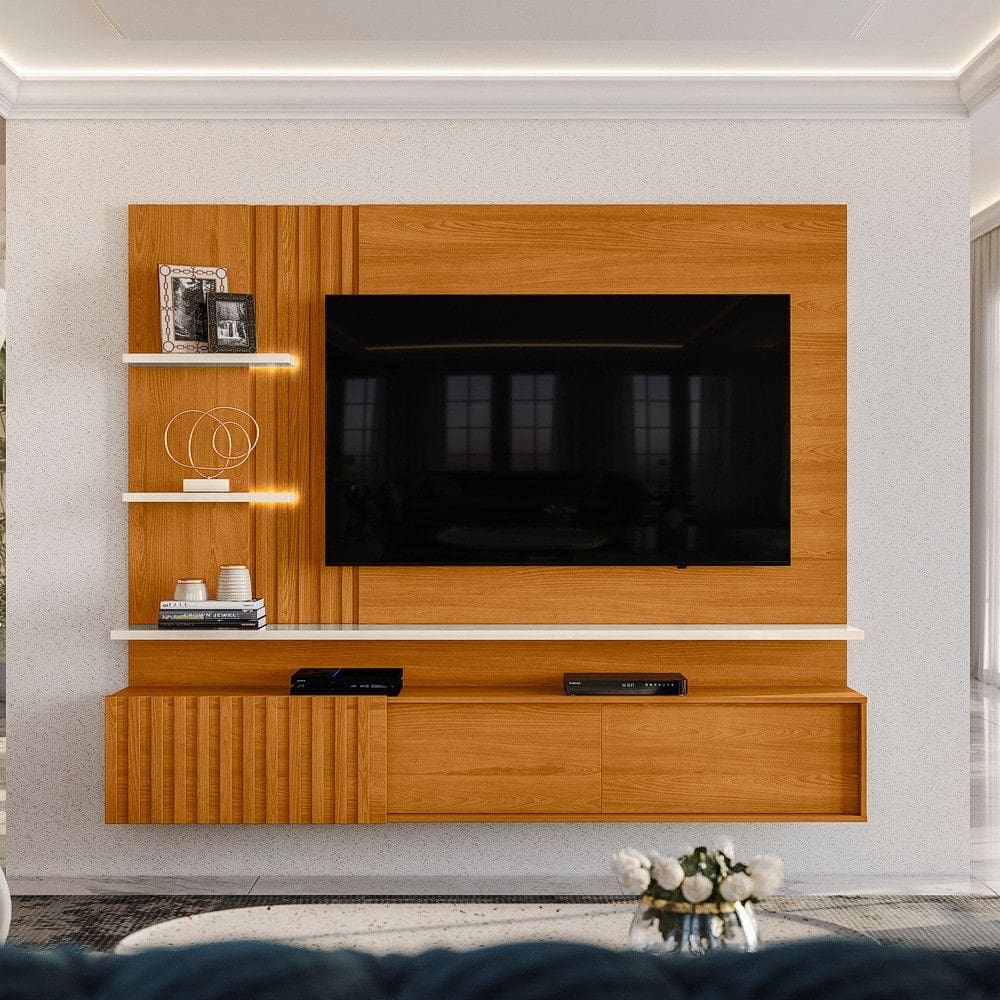 Painel para TV até 65 Polegadas 3 Portas Led Ripado Atena Madetec