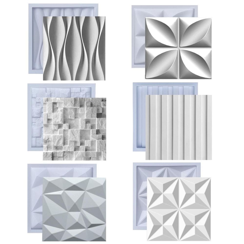 Kit 6 formas para gesso e cimento abs moldes 30x30