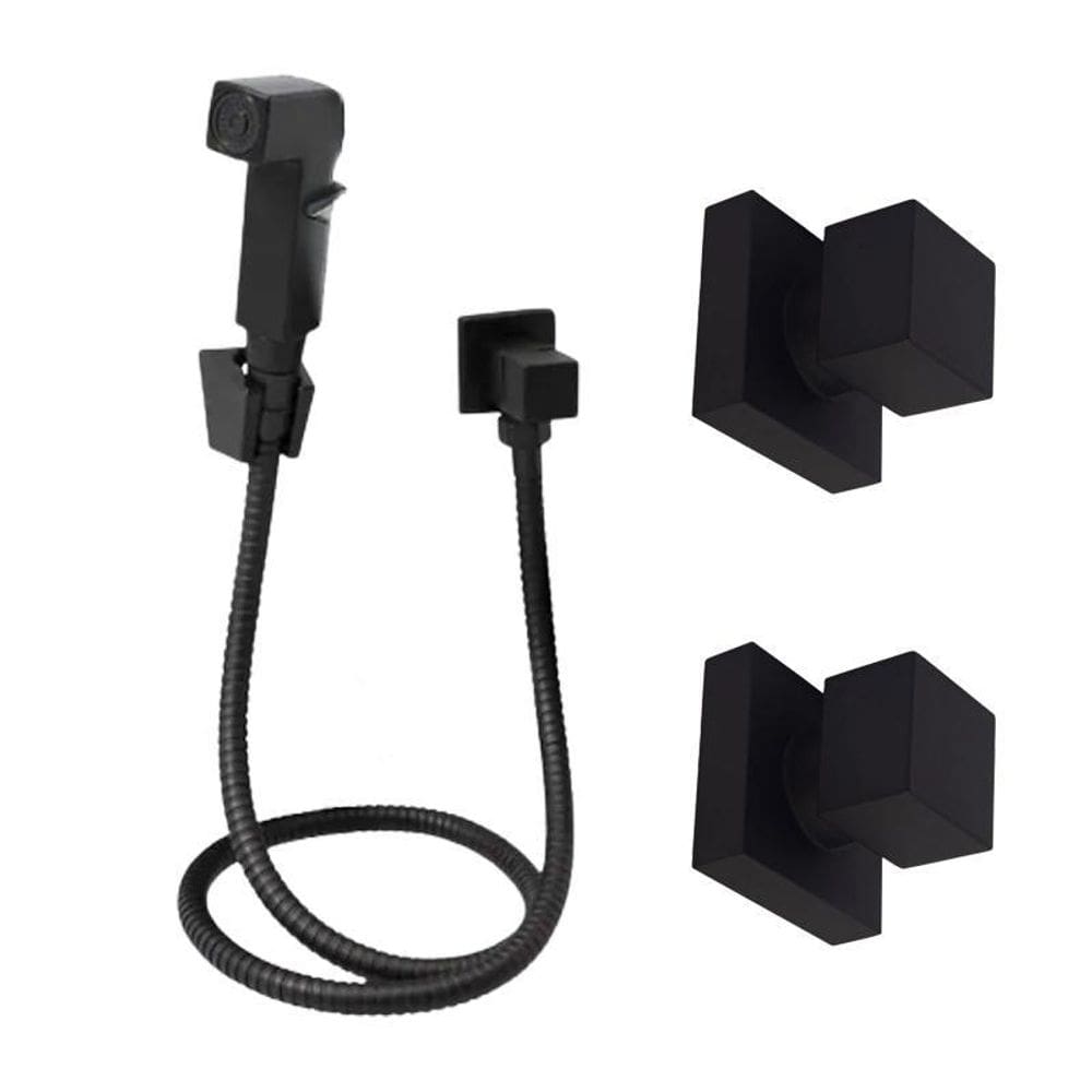 1 ducha higiênica quad preta +2 acabamento quad preto fosco