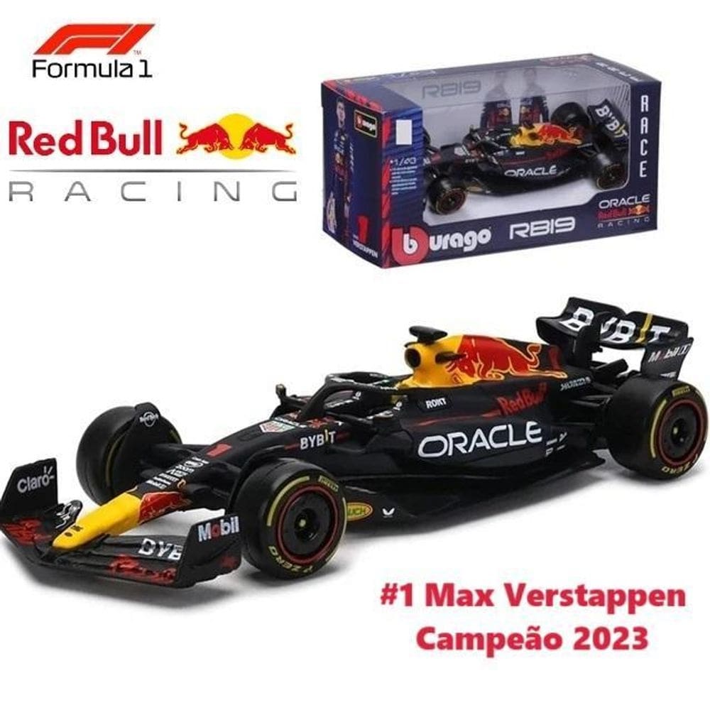 Carrinho Fórmula 1 Rbr19 Campeão 2023 Verstappen 1 Bburago