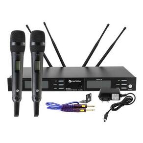 Microfone sem fio de mao duplo profissional display k1202m