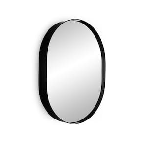 Espelho decorativo oval para banheiro moldura preto 50x40cm