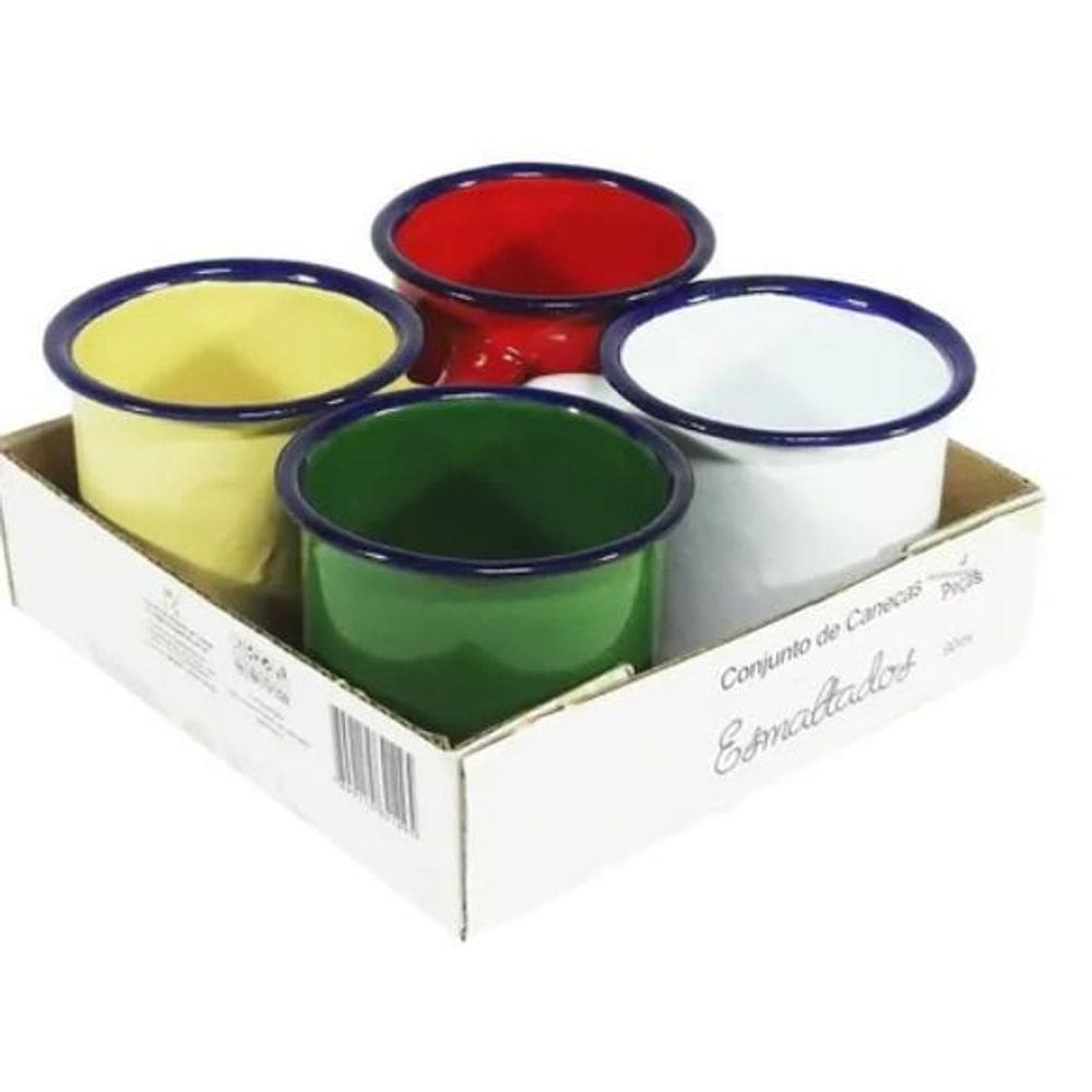 Jogo 4 caneca esmaltada 90ml para café chá xícaras