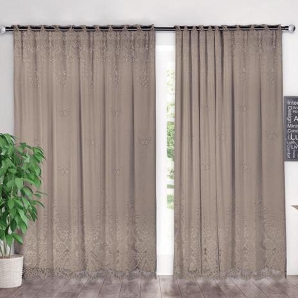 Cortina Renda Com Forro Sala Quarto 3,50Largx 2,20 Alt