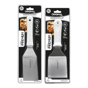 Kit 2 espátulas inox lanche curva chapeiro e cozinha