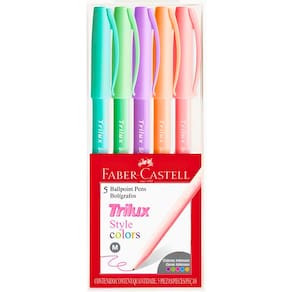 Caneta Esferográfica Trilux Style Color 5Cores Faber Castell
