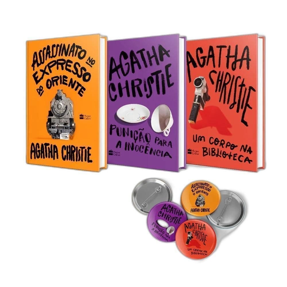 Coleção agatha christie + 3 bottons