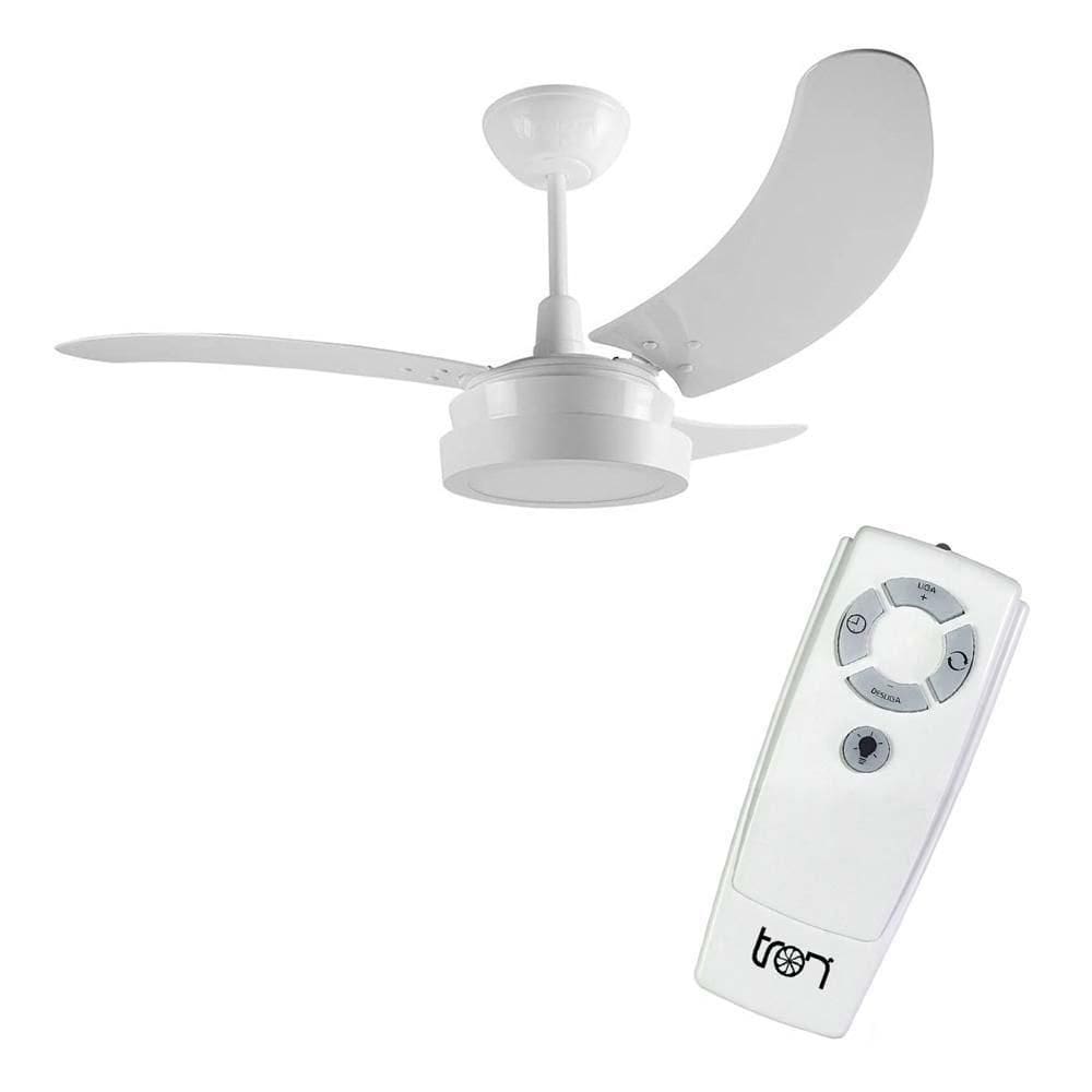 Ventilador de teto com controle remoto silencioso branco
