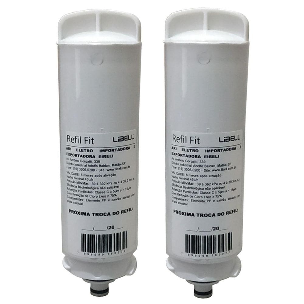 Kit 2 filtros refil libell purificador de água acqua fit