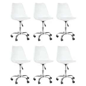 Kit 6 Cadeiras Escritório Tulipa Saarinen Giratória Branca