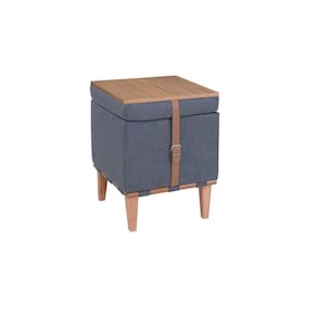 Puff flex decorativo quadrado baú mesa centro linho cinza