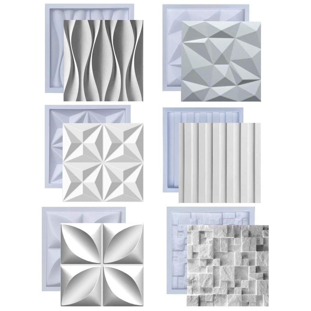 Kit 6 formas molde para gesso 3d e cimento abs