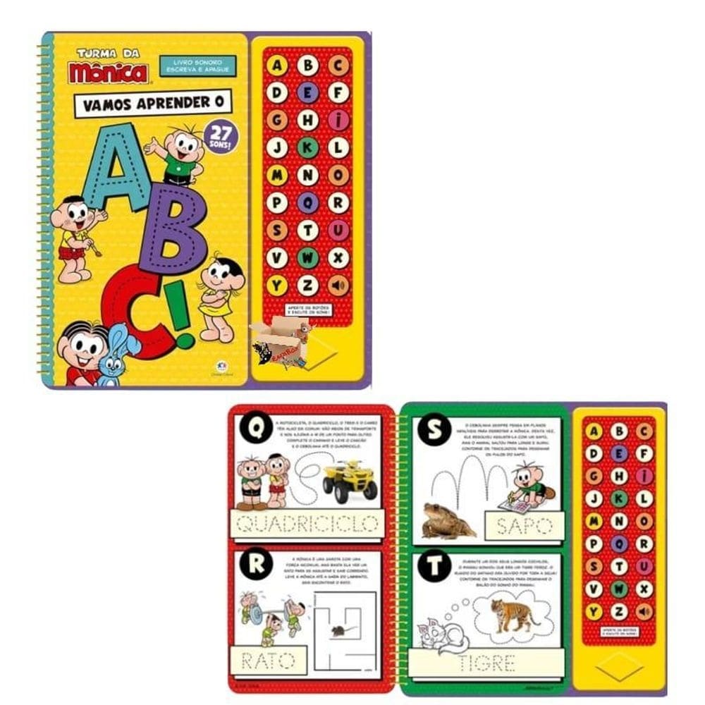 Livro Sonoro Ouvindo Sons Vamos Aprender Abc Turma Da Mônica