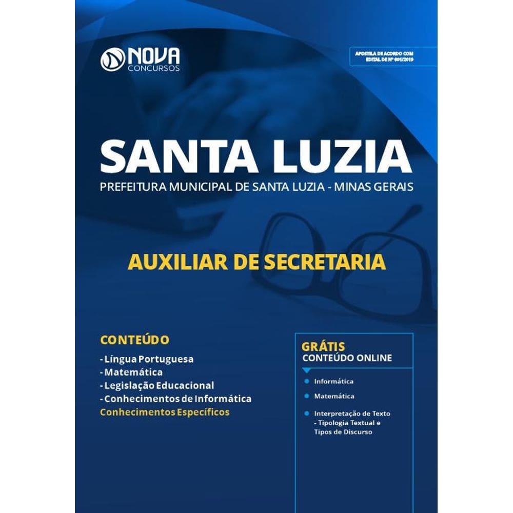 Apostila Prefeitura Santa Luzia Mg 2019 Auxiliar Secretaria