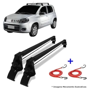 Rack teto fiat uno vivace 4pts 11 a 2017 + 2 elástico carga