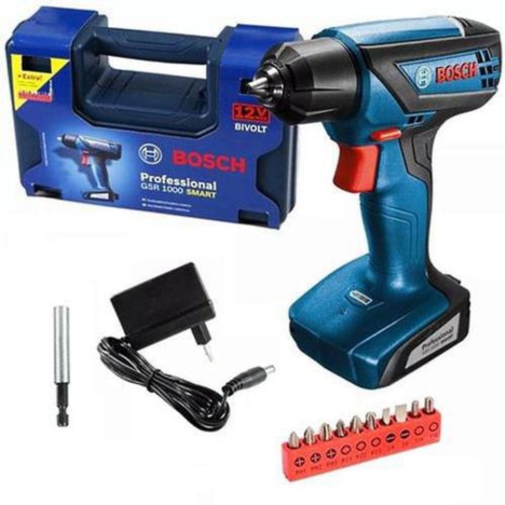 Furadeira parafusadeira gsr 1000 smart 12v bosch com maleta
