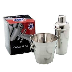 Kit Bar Inox 3 Pçs 1.150Ml - Pegador - Coqueteleira 500 Ml