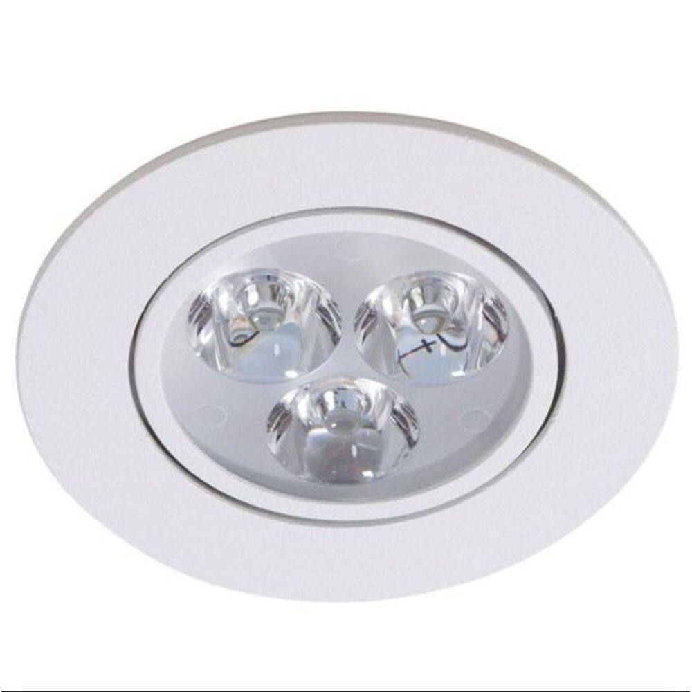 Kit 10 lâmpadas led 3w spot redondo embutir bco quente bivol