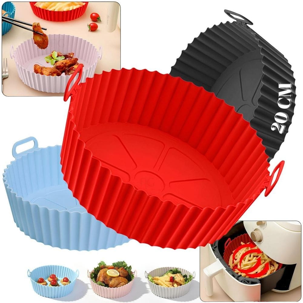 Forma silicone air fryer reutilizavel protetor microondas