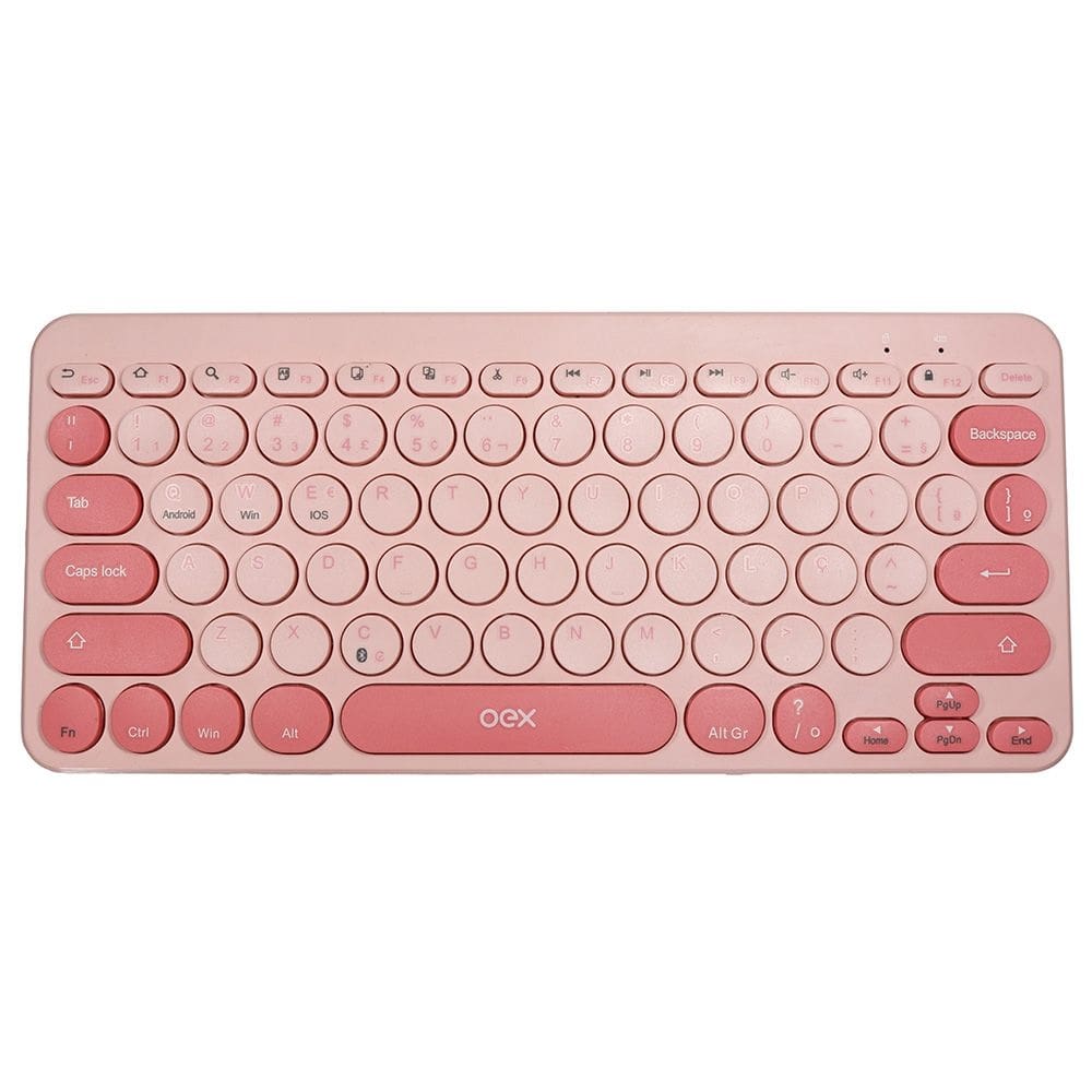 Teclado Bluetooth Retro Plus Tc510 Oex Rosa