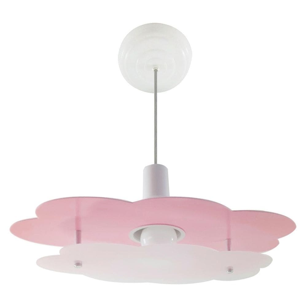 Luminária Pendente Nuvem Rosa Infantil Teto Quarto Menina O