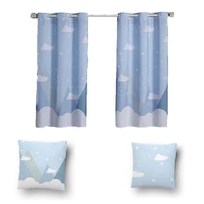 Kit De Cortina De 2 Metros + 2 Almofadas Infantis Kids