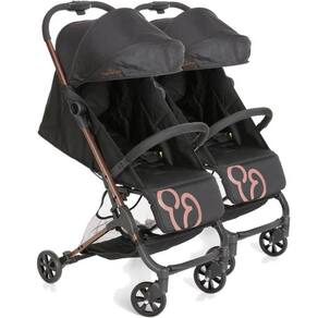 Carrinho de bebê gêmeos galzerano duolee duo preto cobre