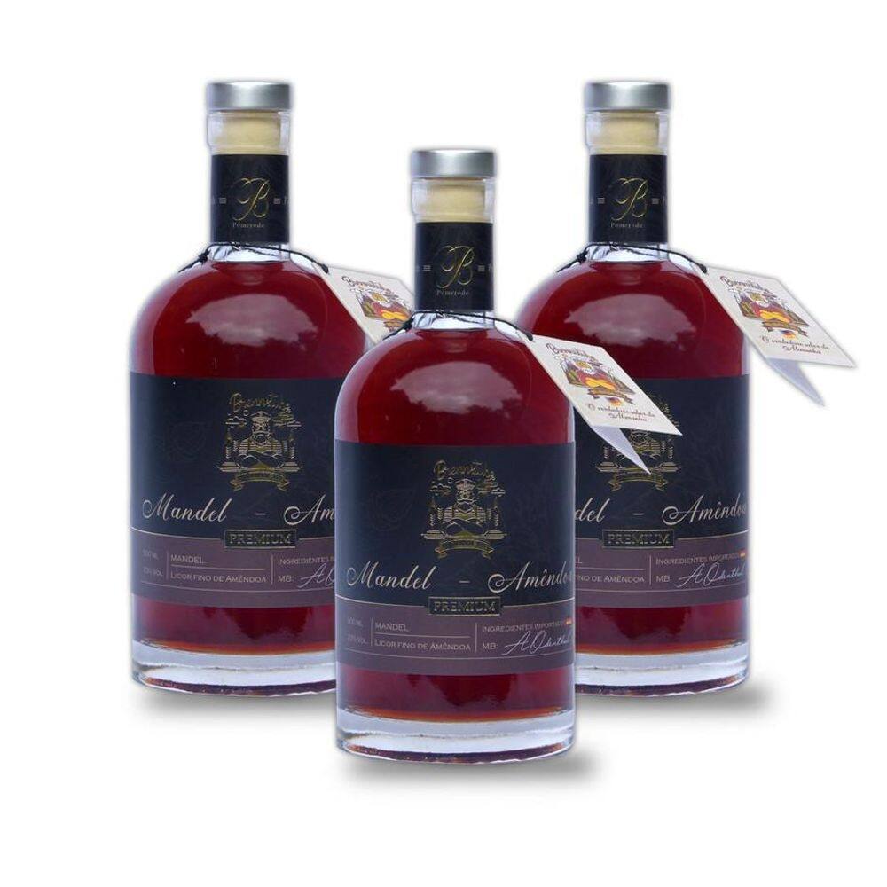 Mandel premium - licor fino de amêndoas - kit com 3 garrafas