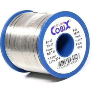 Solda estanho 60x40 1mm com fluxo ra t2 rolo 500g - cobix