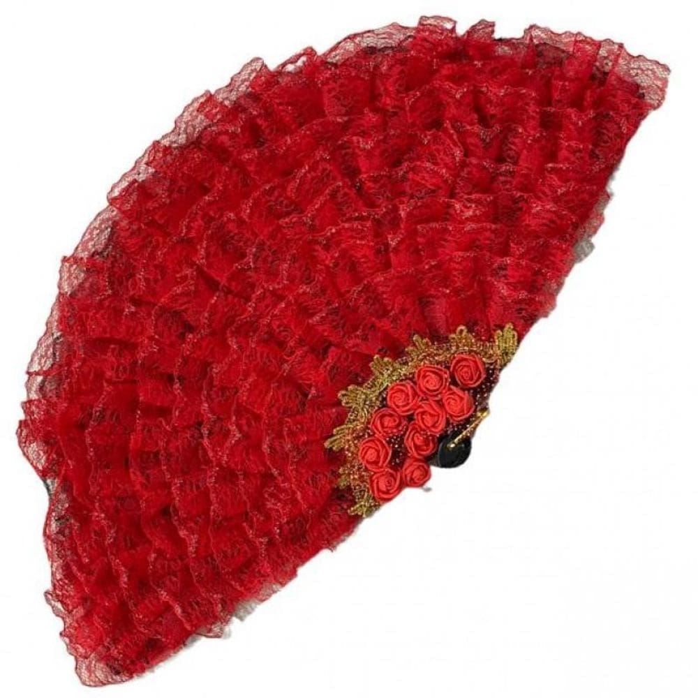 Leque pomba gira vermelha super luxo