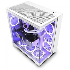 Gabinete gamer nzxt h9 flow branco vidro temperado mid tower