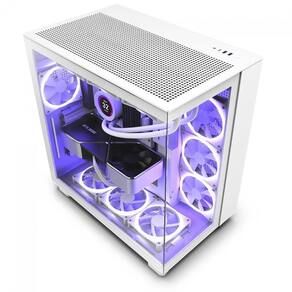 Gabinete gamer nzxt h9 flow branco vidro temperado mid tower