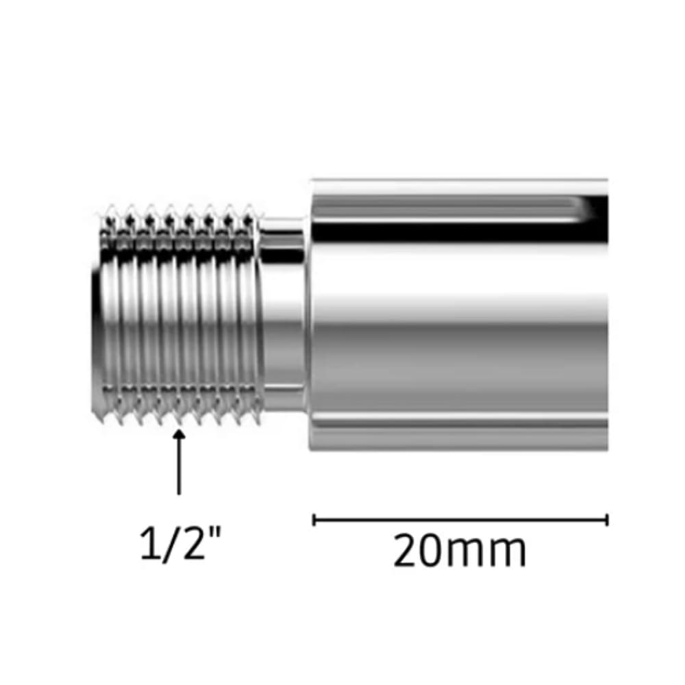 Extensão para Chuveiros e Torneiras Cromado de 20mm Rosca 1/2" - 171501