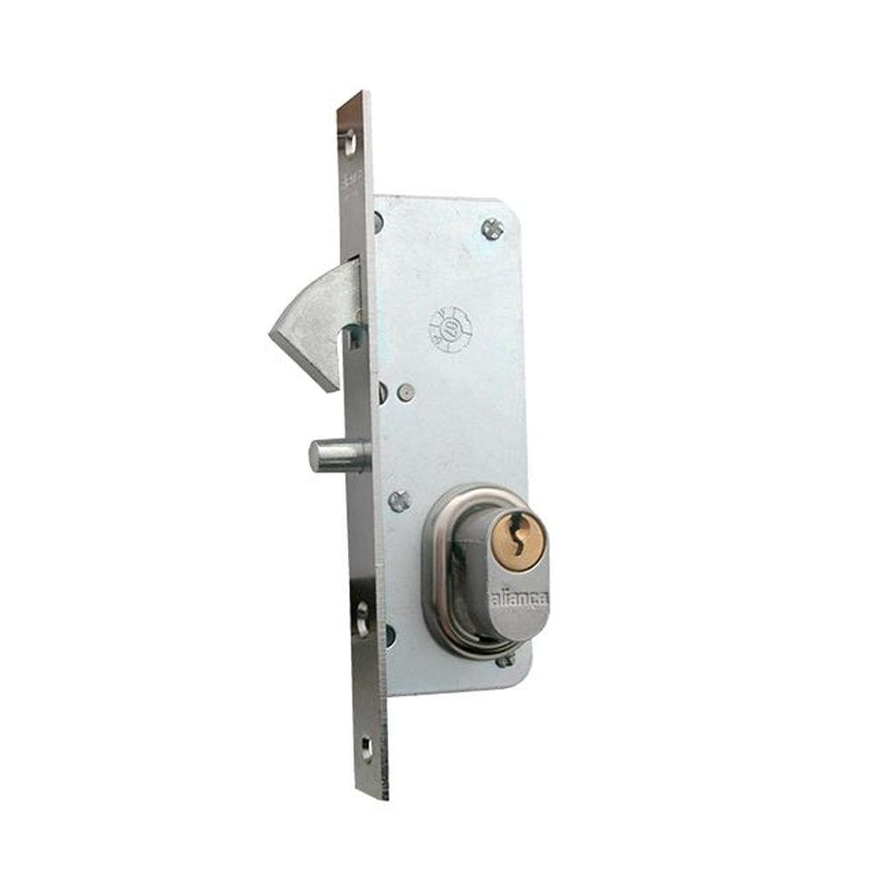 fechadura porta de correr 24mm inox polido alianca
