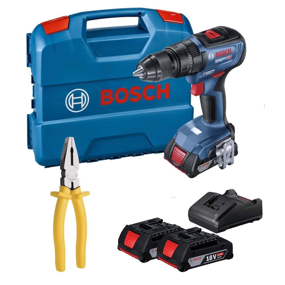 Parafusadeira/Furadeira GSB18V-50 com 2 Baterias 1 Carregador Bosch + Alicate Universal 8"