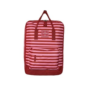 Mochila Casual Listrada Colorida Escolar Vermelho/Rosa