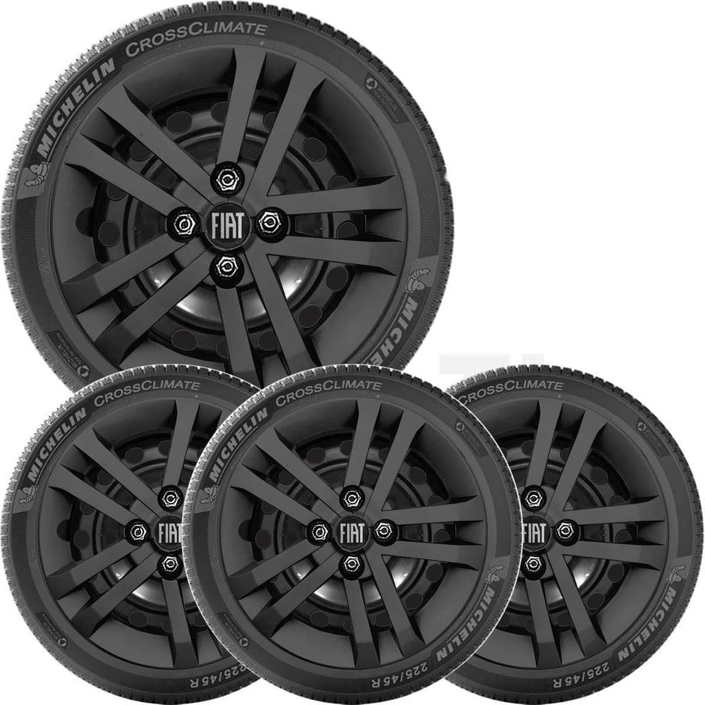 4x calota fiat mobi argo novo uno 2021 aro 14 preto fosco