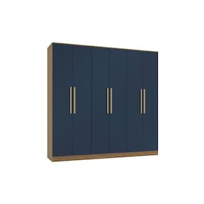 Guarda-Roupa 6 Portas 4 Gavetas Kappesberg Adapt Nogueira/Azul Profundo 237cm
