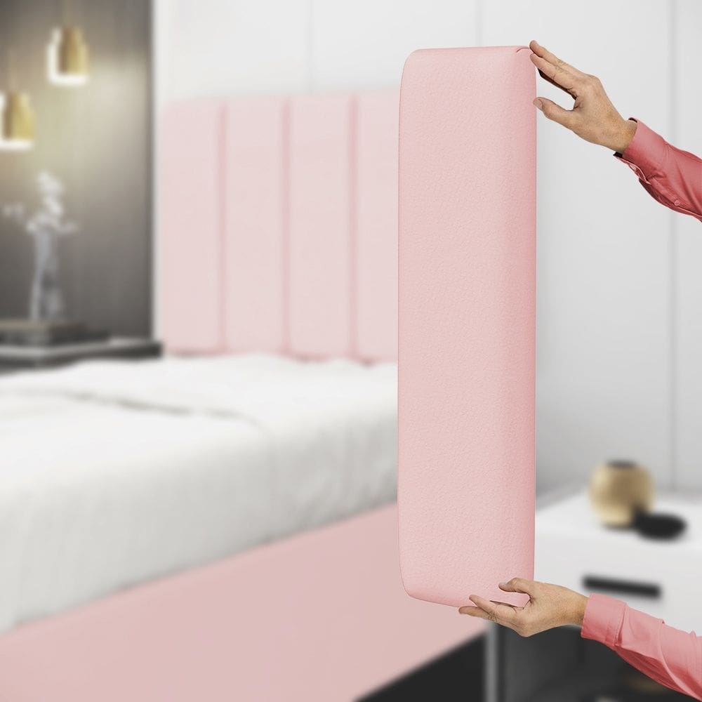 Painel Modulado Nashira 140 / A-044 Couro Rosa Bebê
