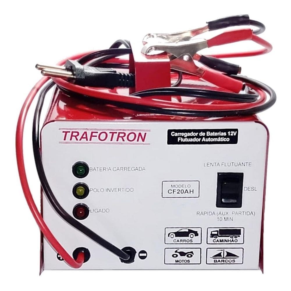 Carregador bateria 12v 20ah carro moto caminhao onibus cf20