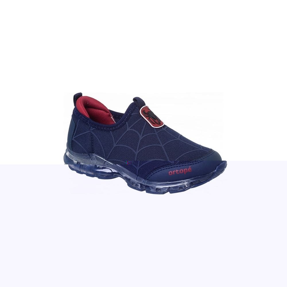 Tênis Infantil Masculino Ortopé Power Light Aranha Marinho e Vermelho