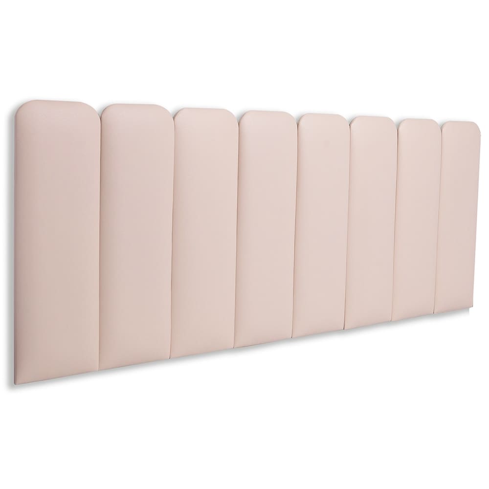 Cabeceira Queen Estofada  Kit 8 Placas  Arredondada - Courino Marfim / Off White