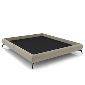 Cama Queen Base Box 158x198cm Pés de Ferro Cold P02 Veludo Bege - Mpozenato