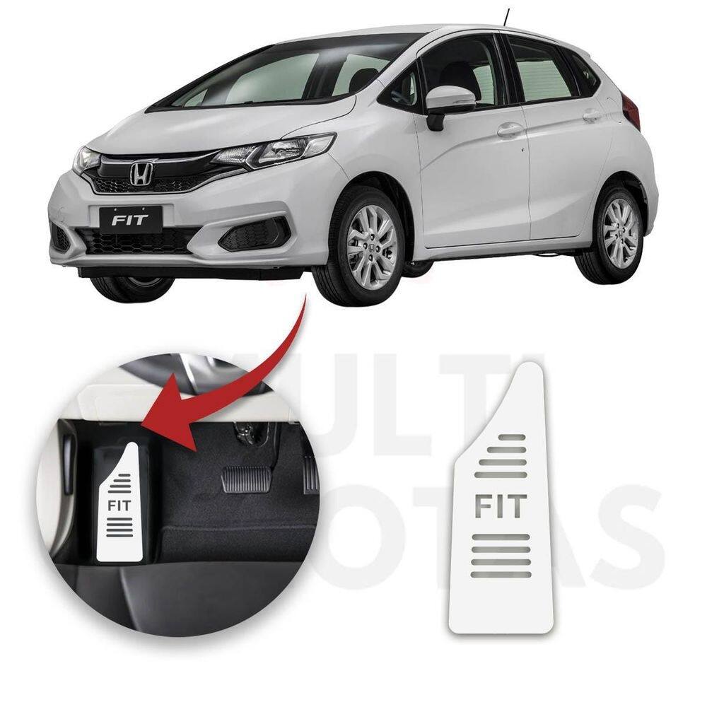 Descanso de pé honda new fit 2015 a 2021 aço escovado prata