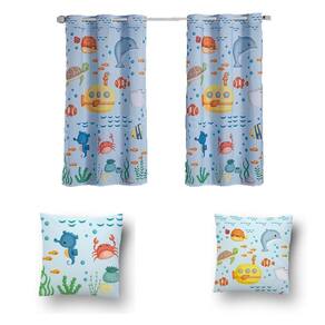 Kit De Cortina De 2 Metros + 2 Almofadas Infantis Kids