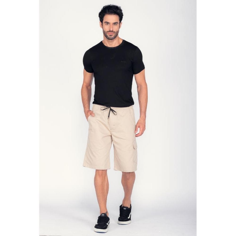 Bermuda Macaw 7851 Bege Elástico Sarja [F075]