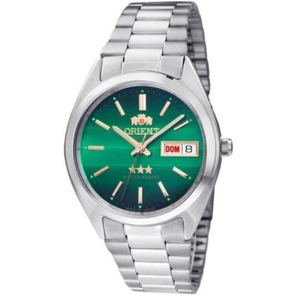 Relógio orient masculino automático prata verde 469wa3f e1sx