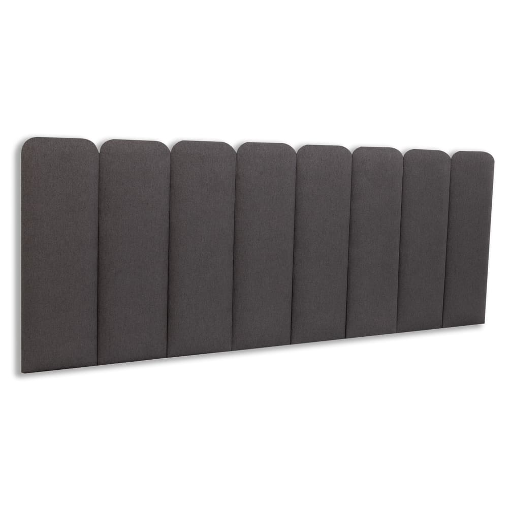 Cabeceira Queen Estofada  Kit 8 Placas  Arredondada - Linho CInza Escuro